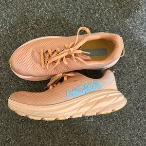 Hoka Peach and Light Blue Women's Running Shoes